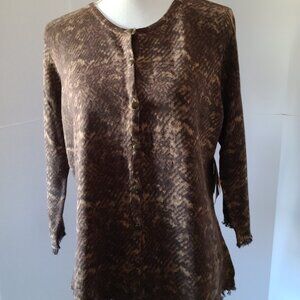 COLDWATER CREEK HERRINGBONE PRINT BUTTON UP CARDIGAN SIZE 1X(WOMEN 16W-18W)